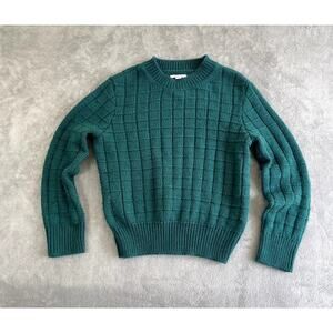 American Eagle Green Knit Large Women's Checkered Sweater Holiday Comfy Cozy